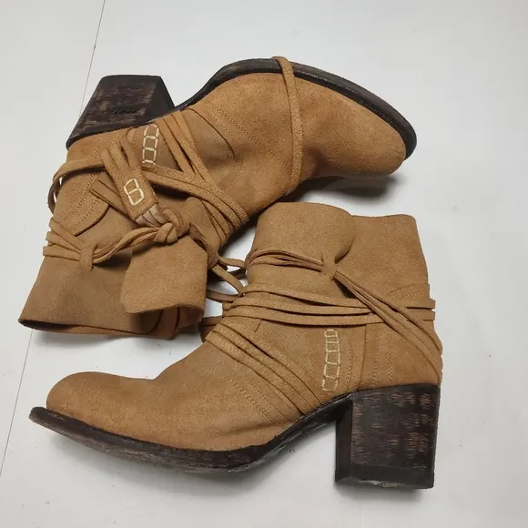 MISS MACIE Tan Leather Ankle Boots Women's 11M