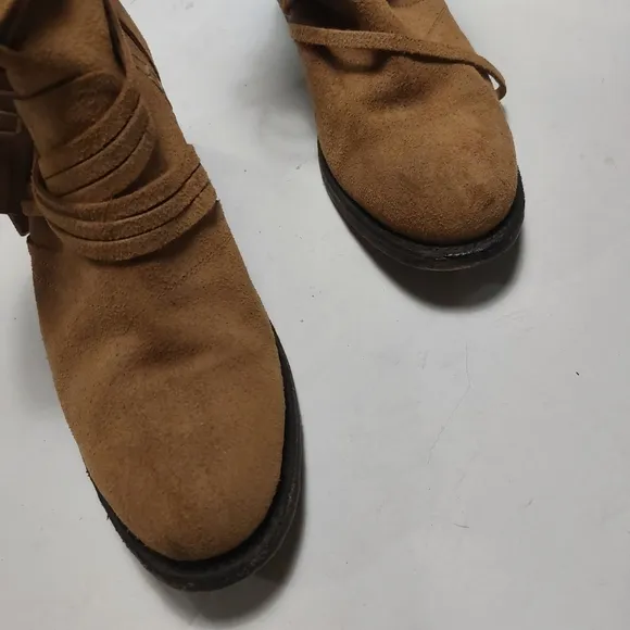 MISS MACIE Tan Leather Ankle Boots Women's 11M