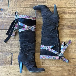 Missoni Suede Leather Tall Shaft Boots Brown Heeled Size 38.5 EU / 8.5 US