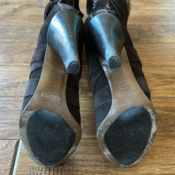 Missoni Suede Leather Tall Shaft Boots Brown Heeled Size 38.5 EU / 8.5 US