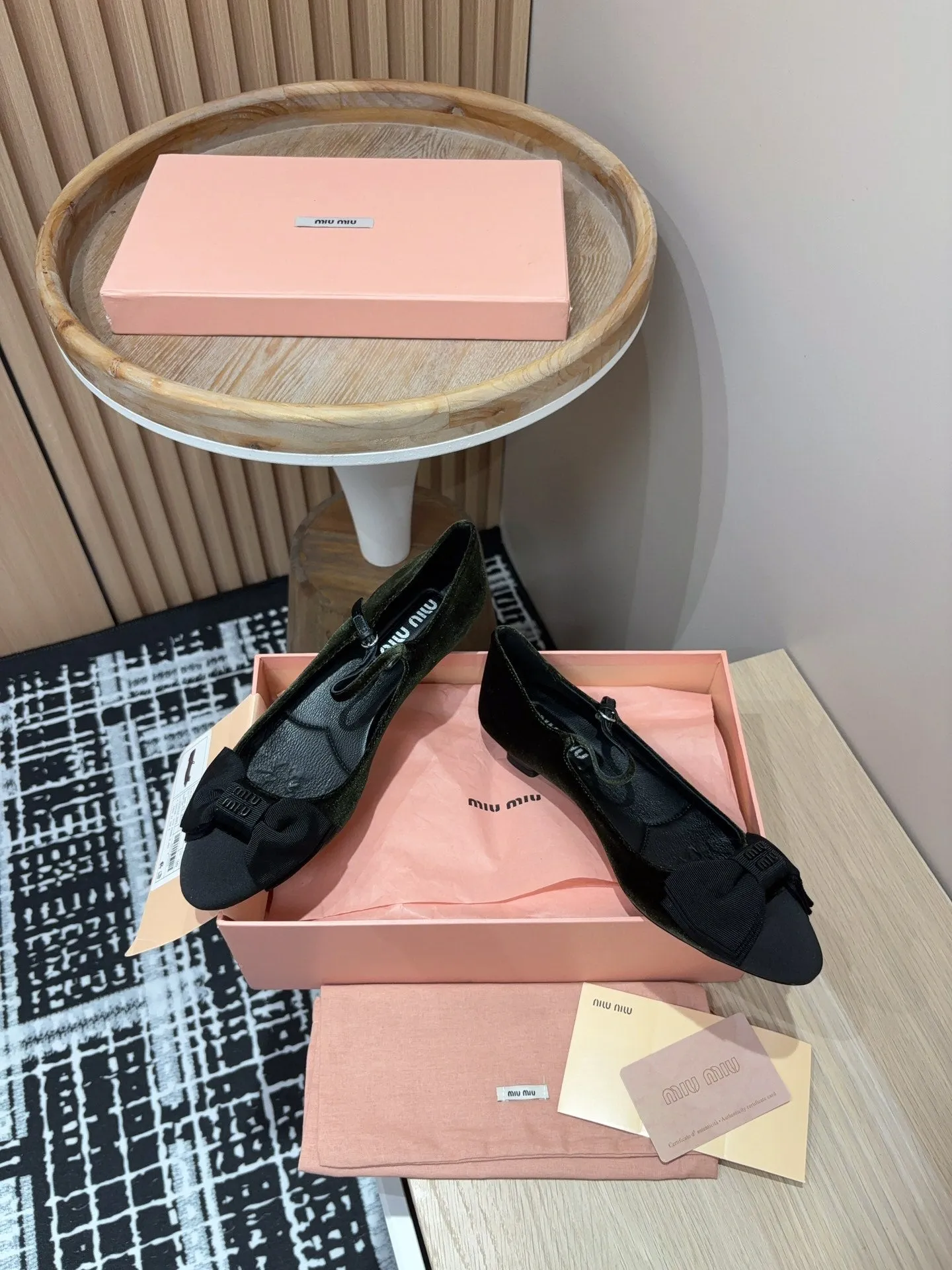 Miu Mary Jane  Dark Green And Black Velvet