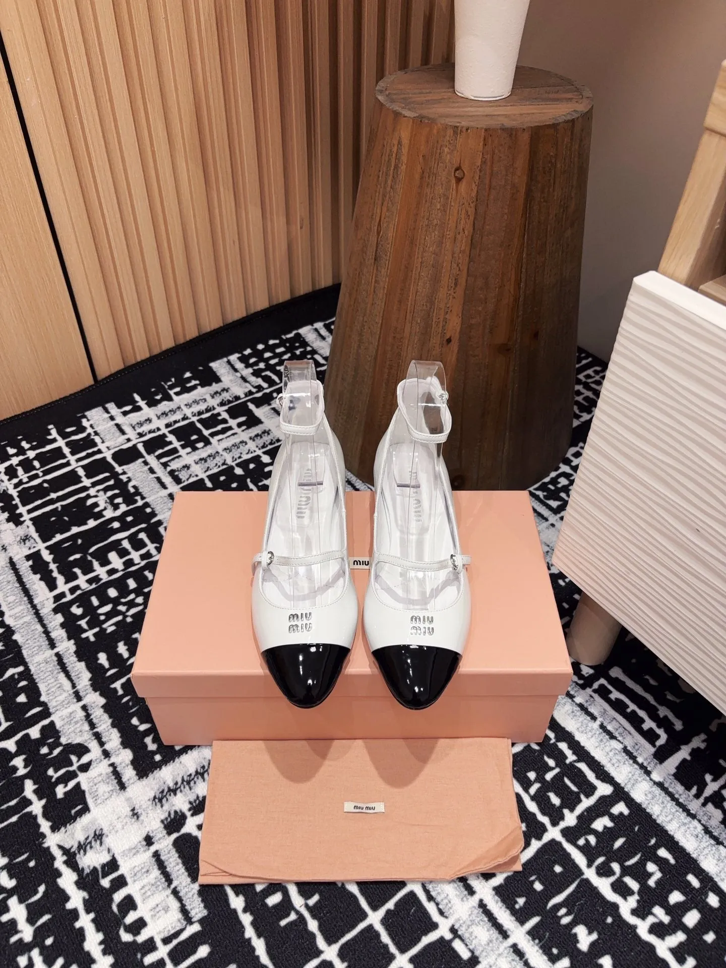 Miu Mary Jane White Porcelain Lambskin