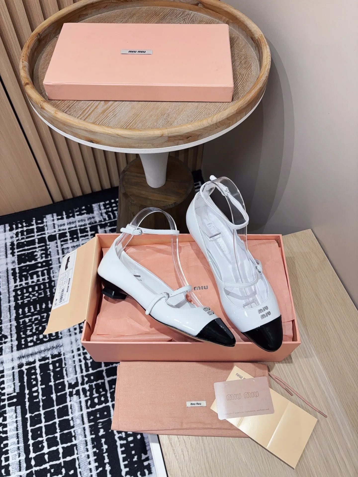 Miu Mary Jane White Porcelain Lambskin