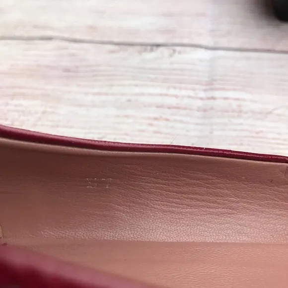 Miu Miu Red Flats With Tortoise Lucite Chain