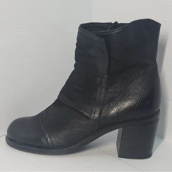 Miz Mooz Jordy Leather Heeled Boots Black Women's Size EU 39