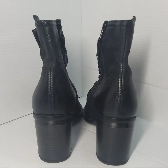 Miz Mooz Jordy Leather Heeled Boots Black Women's Size EU 39