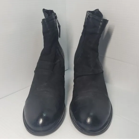 Miz Mooz Jordy Leather Heeled Boots Black Women's Size EU 39