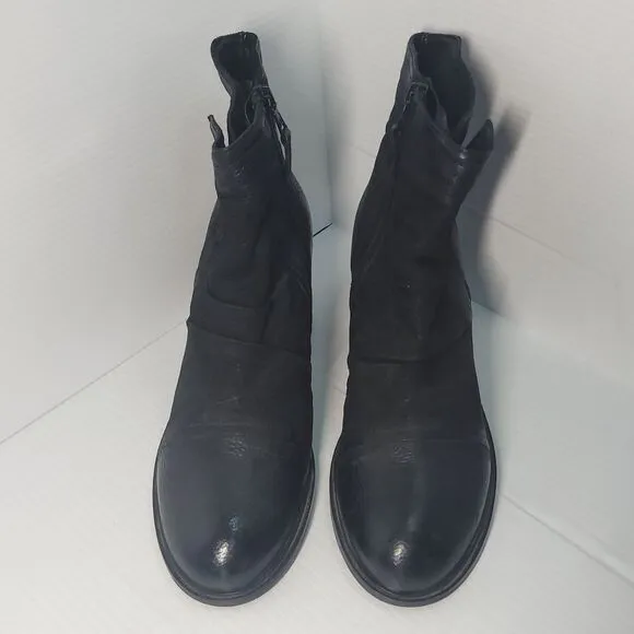 Miz Mooz Jordy Leather Heeled Boots Black Women's Size EU 39