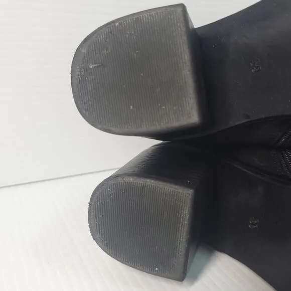 Miz Mooz Jordy Leather Heeled Boots Black Women's Size EU 39