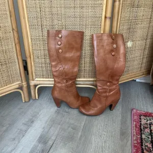 Miz Mooz Sable Leather Tall Heeled Boots - Women's Size 7.5