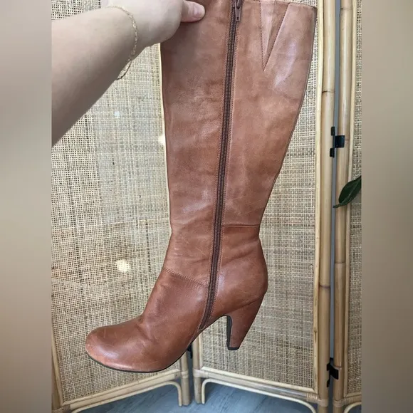 Miz Mooz Sable Leather Tall Heeled Boots - Women's Size 7.5