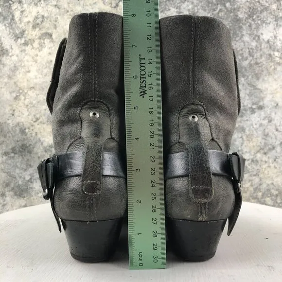 Miz Mooz Women's Size 41 (9.5-10) Evelyn Grey Waxed Suede Steampunk Ankle Boots