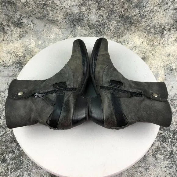 Miz Mooz Women's Size 41 (9.5-10) Evelyn Grey Waxed Suede Steampunk Ankle Boots