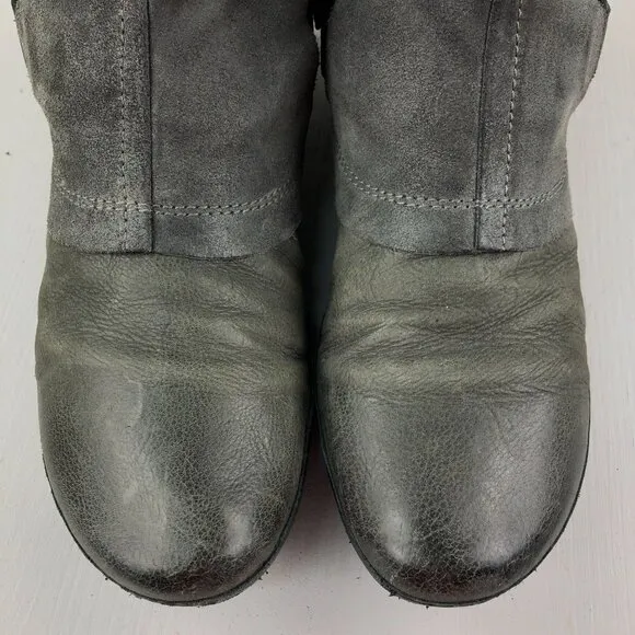 Miz Mooz Women's Size 41 (9.5-10) Evelyn Grey Waxed Suede Steampunk Ankle Boots