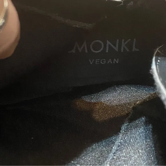 Monki- Black Elma Lace Up Vegan Leather Heeled Boots- Sz. 39