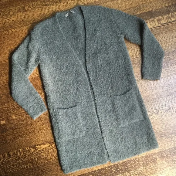 Moss Alpaca Cardigan, Duster Length Sweater