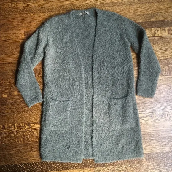 Moss Alpaca Cardigan, Duster Length Sweater