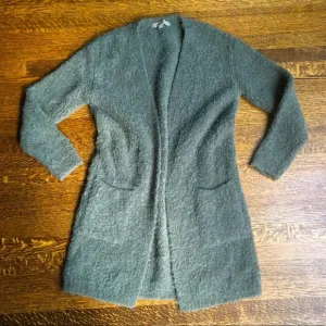 Moss Alpaca Cardigan, Duster Length Sweater