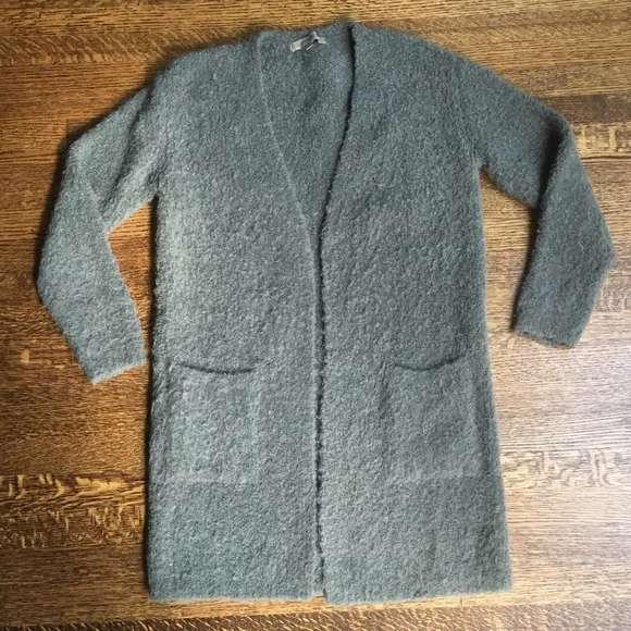 Moss Alpaca Cardigan, Duster Length Sweater