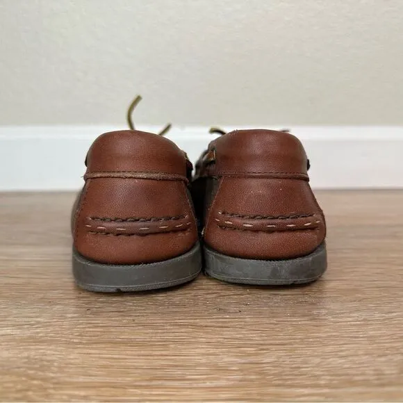 Moss Creek Trader Men's Brown Leather Slip On Loafers Boat Shoes, Size 7