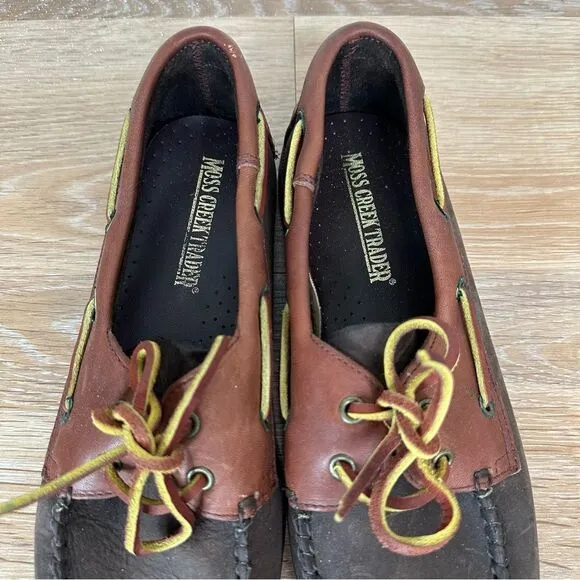Moss Creek Trader Men's Brown Leather Slip On Loafers Boat Shoes, Size 7