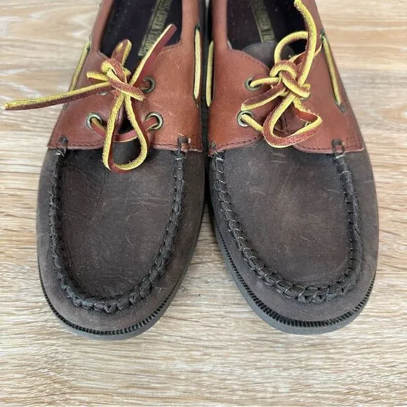 Moss Creek Trader Men's Brown Leather Slip On Loafers Boat Shoes, Size 7