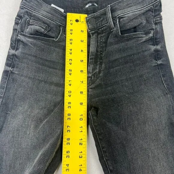 Mother Jeans Women 26 Black The Weekender Fray Night Shadow Raw Hem Mid Rise