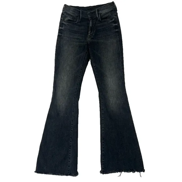 Mother Jeans Women 26 Black The Weekender Fray Night Shadow Raw Hem Mid Rise