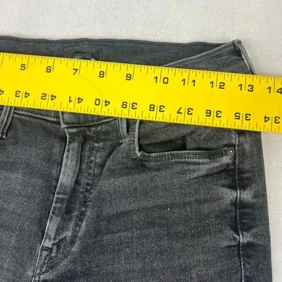 Mother Jeans Women 26 Black The Weekender Fray Night Shadow Raw Hem Mid Rise
