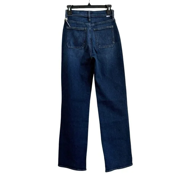Mother Patch Pocket Rambler Zip Sneak Jeans Womens 24 Blue Straight Wide Leg NWT