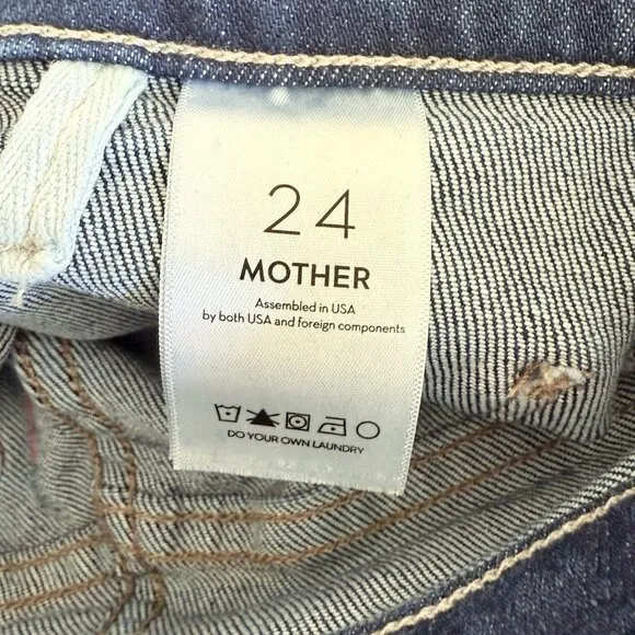 Mother Patch Pocket Rambler Zip Sneak Jeans Womens 24 Blue Straight Wide Leg NWT