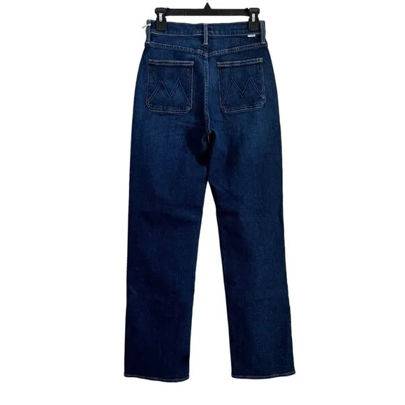 Mother Patch Pocket Rambler Zip Sneak Jeans Womens 26 Blue Straight Wide Leg NWT