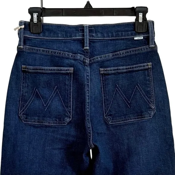 Mother Patch Pocket Rambler Zip Sneak Jeans Womens 26 Blue Straight Wide Leg NWT