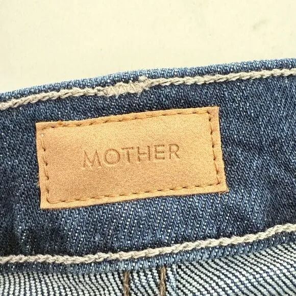 Mother Patch Pocket Rambler Zip Sneak Jeans Womens 26 Blue Straight Wide Leg NWT