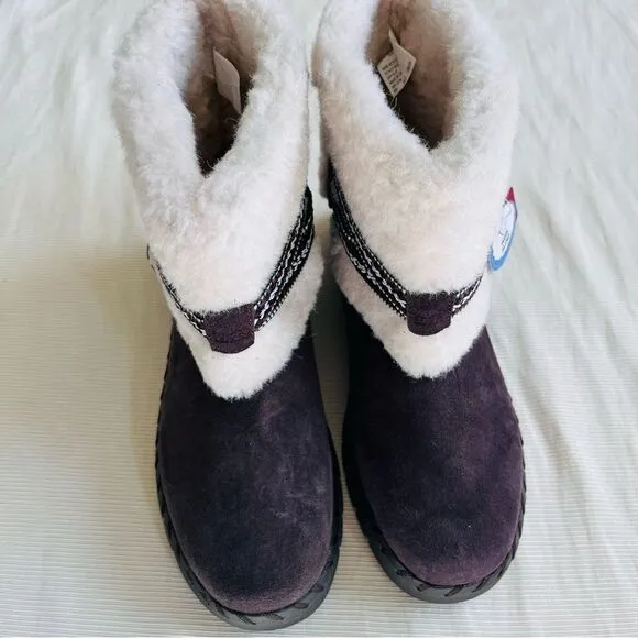 Muk Luks Womens Ankle Boots Faux Fur Wool Blend Suede Comfort Winter Flat 9.5