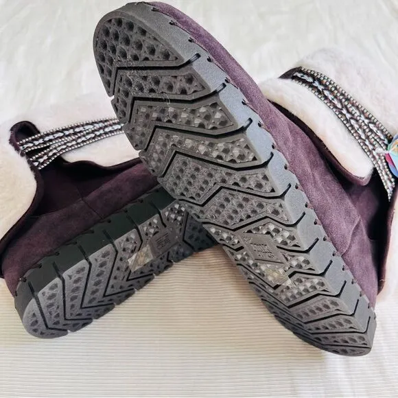 Muk Luks Womens Ankle Boots Faux Fur Wool Blend Suede Comfort Winter Flat 9.5
