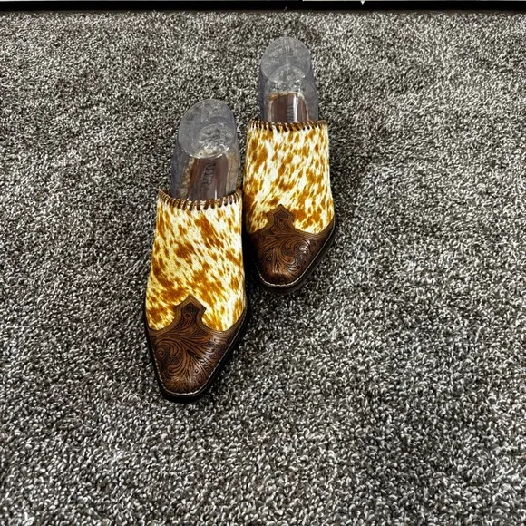 Myra ORANGE WESTERN HAND-TOOLED MULES SIZE 8 NEW IN BAG