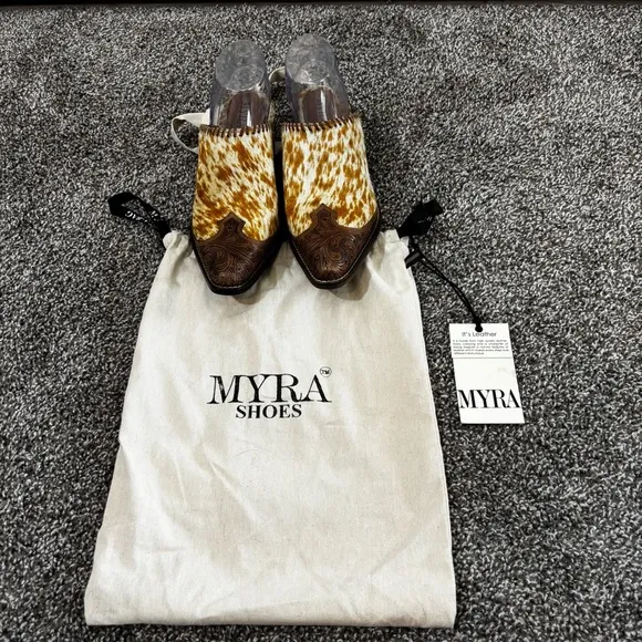 Myra ORANGE WESTERN HAND-TOOLED MULES SIZE 8 NEW IN BAG