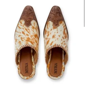 Myra ORANGE WESTERN HAND-TOOLED MULES SIZE 8 NEW IN BAG