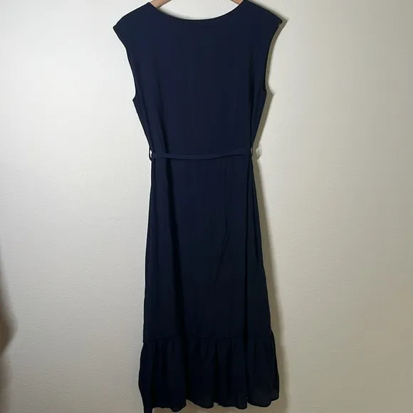 Nanette Lepore Caribbean Texture Navy Blue Midi Dress Size 10 | Classic Feminine