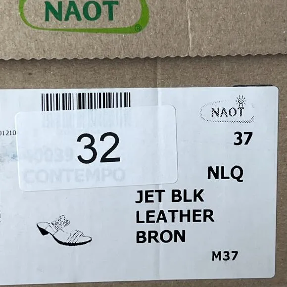 Naot Contempo Leather Sandal Shoes Jet Black/Bronze Women's EU 38/7.5 NWB