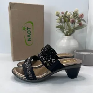 Naot Contempo Leather Sandal Shoes Jet Black/Bronze Women's EU 38/7.5 NWB