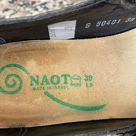 NAOT Israel KIREI MARY JANE SHOES BLACK SUEDE LEATHER WOMEN'S SIZE 39 US 8-8.5