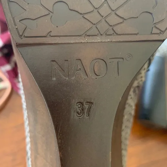 NAOT Nadine Brown Croc Wedge Ankle Booties Leather Lace Up Zip Up EU37/US6-6.5