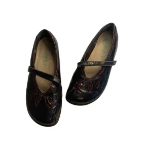 Naot Nau Mai Espresso Wine Leaf Mary Jane Leather Flats Size 38 EU 7 US