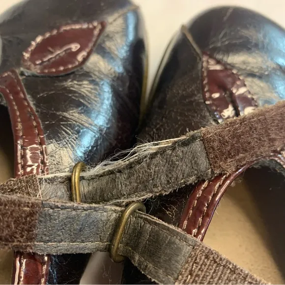 Naot Nau Mai Espresso Wine Leaf Mary Jane Leather Flats Size 38 EU 7 US