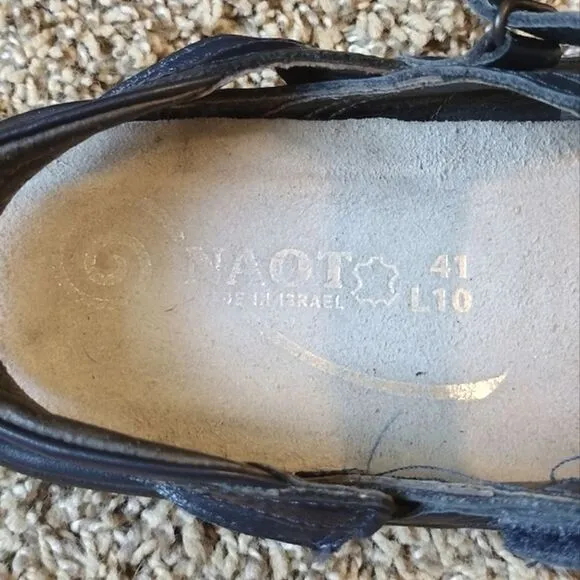 Naot Women's Size 8 Polar Sea Leather Rongo Adjustable Velcro Mary Jane Flats