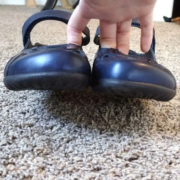 Naot Women's Size 8 Polar Sea Leather Rongo Adjustable Velcro Mary Jane Flats