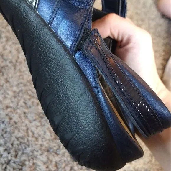 Naot Women's Size 8 Polar Sea Leather Rongo Adjustable Velcro Mary Jane Flats