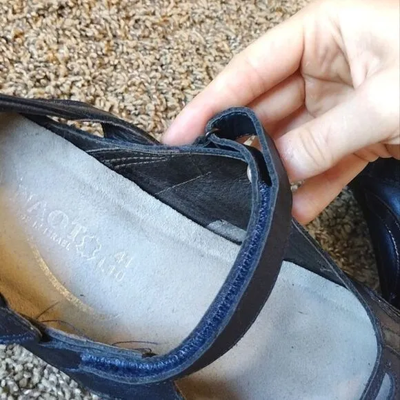 Naot Women's Size 8 Polar Sea Leather Rongo Adjustable Velcro Mary Jane Flats